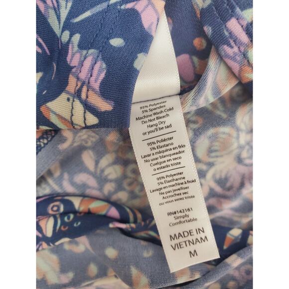 LuLaRoe Top M Classic T Blue Floral Shirt Stretch Womens Size Perfect Shirt - Picture 5 of 10